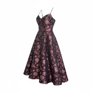 Chic Black and Pink Floral Midi Dress